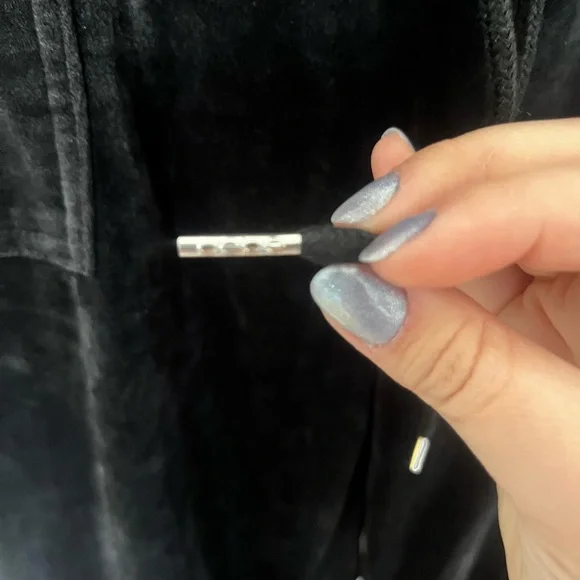 Classic Bebe Black Velour Tracksuit with Rhinestones - Picture 7 of 8